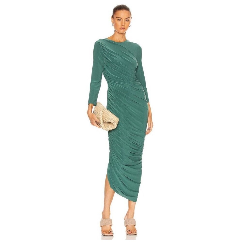Norma Kamali | Long Sleeve Diana Dress Gown in Mountain Green Size S/36